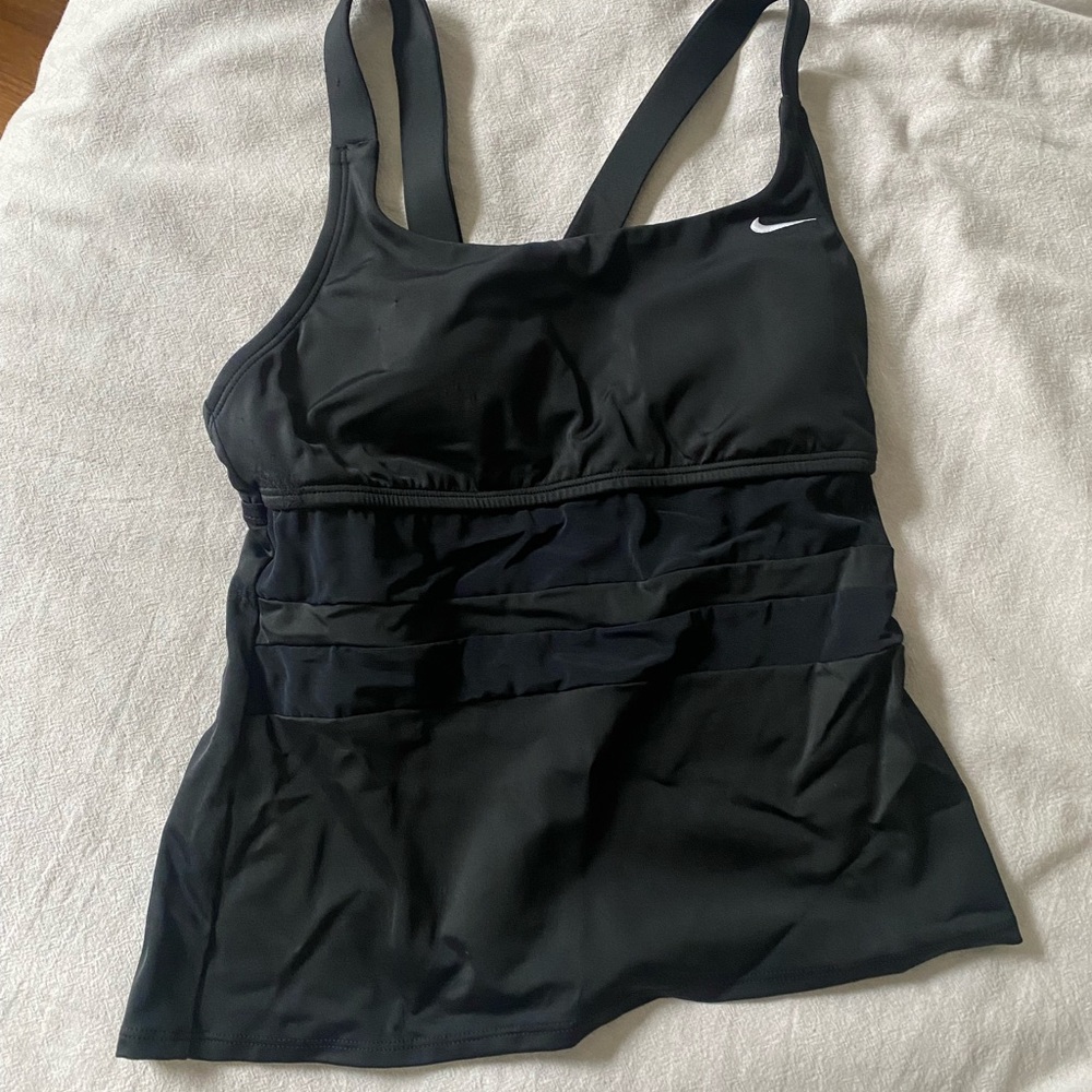 Nike Swim Black Tankini Top With Mesh